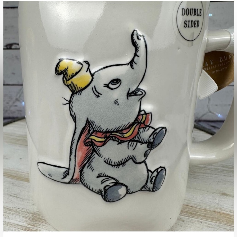 Rae Dunn Dreams Take Flight Disney Dumbo Mug Double Sized Gray Interior 16oz - Picture 3 of 6